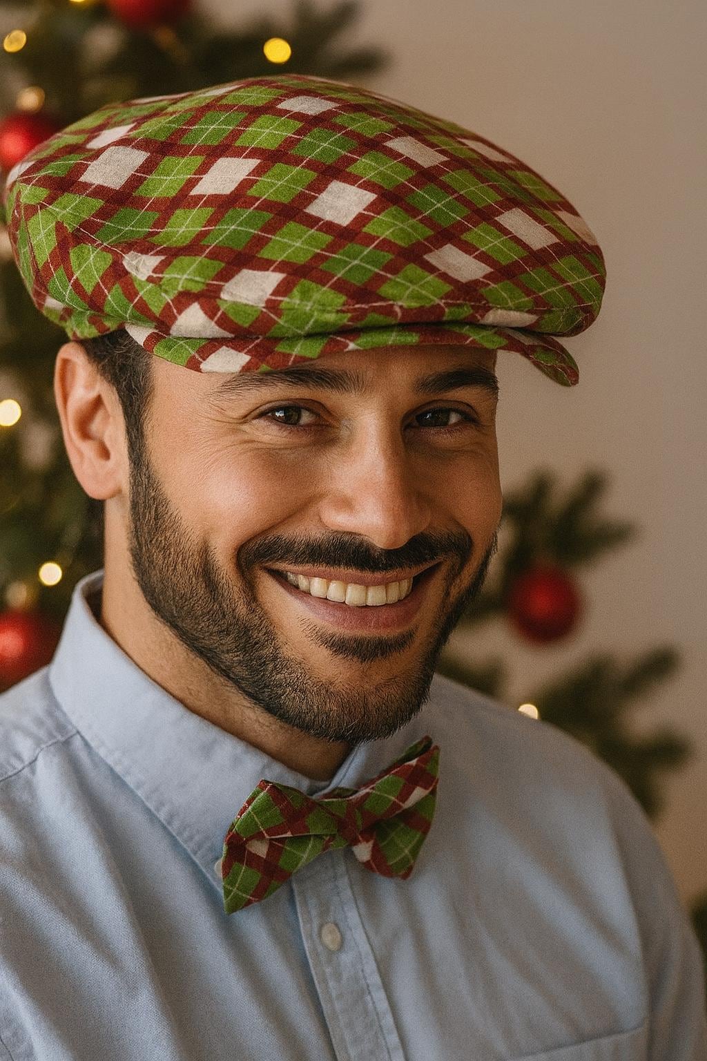 Argyle Green red Christmas Flat Cap, Peaky Blinders Hat, Baker Boy cotton Hat,Irish flat cap, Gatsby Hat, Summer Men Hat, Christmas flat cap