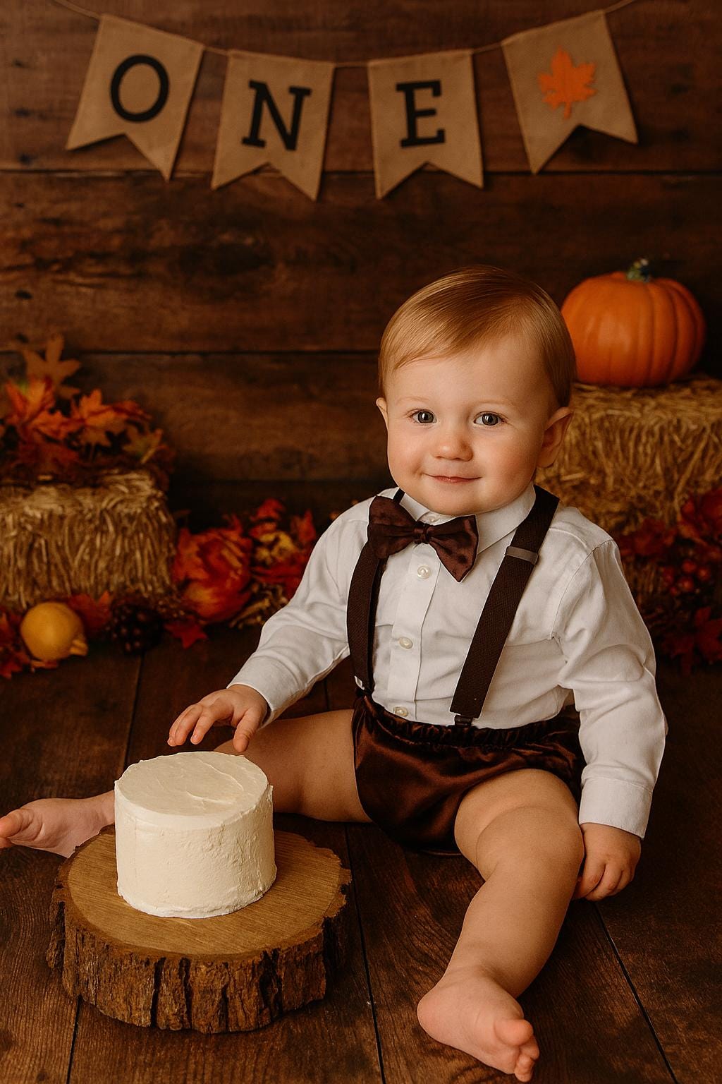 Brown Satin Cake Smash Outfit