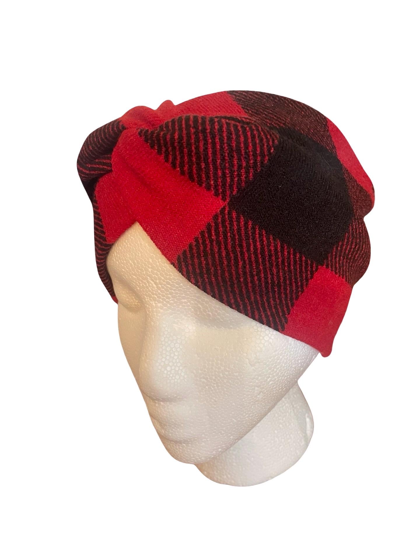 Red+Black buffalo plaid headband - extra wide - Baby to Adult Size Hairband - 1.5 inch Buffalo Check - Holiday Hairstyle for kids and adults