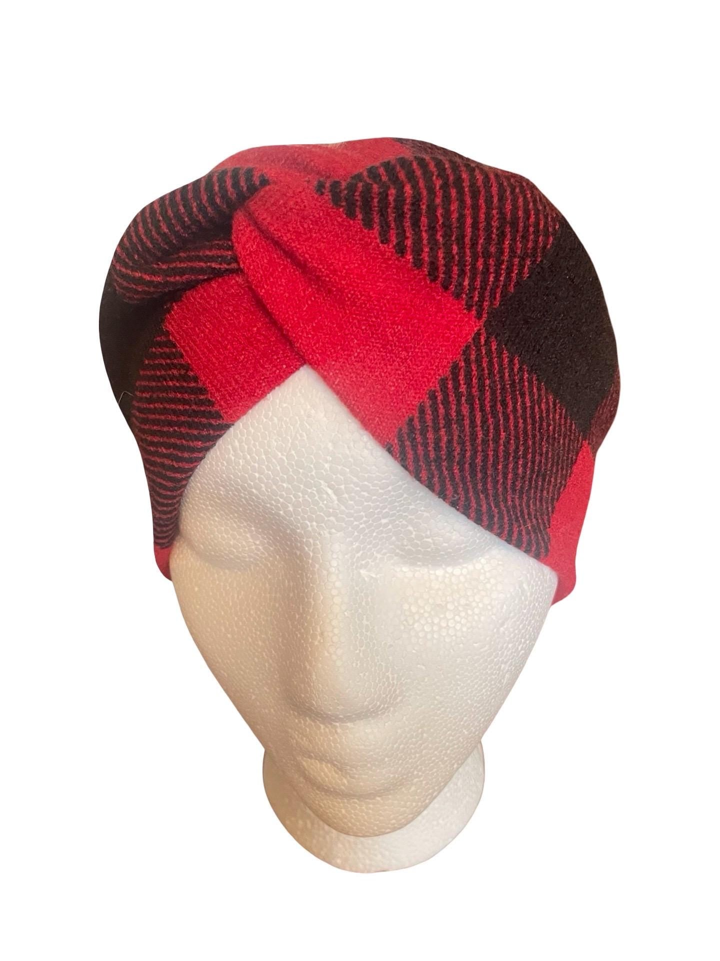 Red+Black buffalo plaid headband - extra wide - Baby to Adult Size Hairband - 1.5 inch Buffalo Check - Holiday Hairstyle for kids and adults