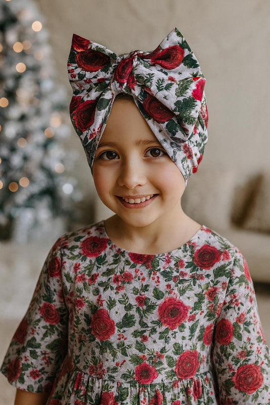 Baby Christmas Hat - Ho Ho Ho Baby girl Hat - Baby Girl Hat - Baby Hat -Pointsettia Hat - red christmas hat - turban christmas hat - newborn