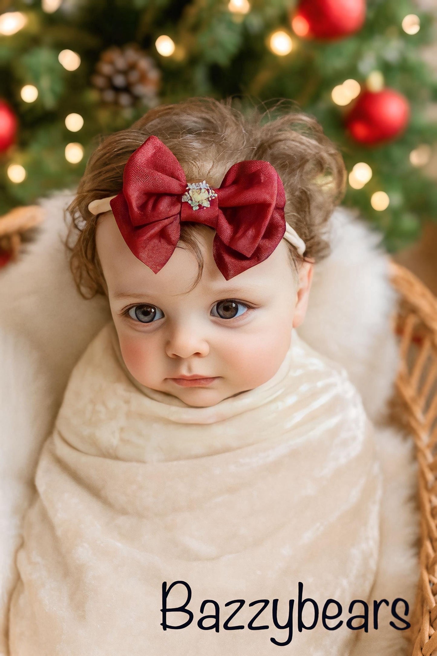 Baby Girl Christmas Headband, Christmas Toddler Hair Clips, Red Ribbon Bow Headband, Burgundy Hair Bows, Toddler Hair Bows, Newborn Headband