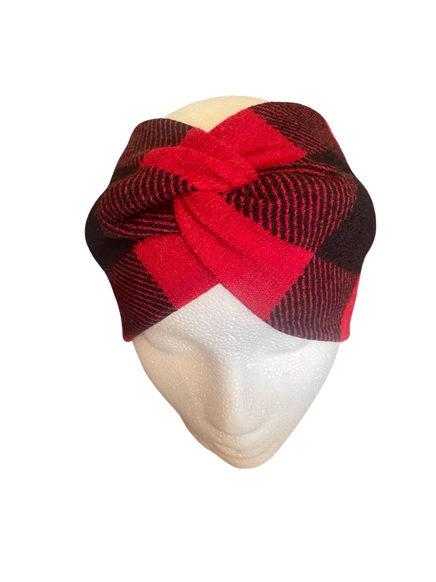 Red+Black buffalo plaid headband - extra wide - Baby to Adult Size Hairband - 1.5 inch Buffalo Check - Holiday Hairstyle for kids and adults