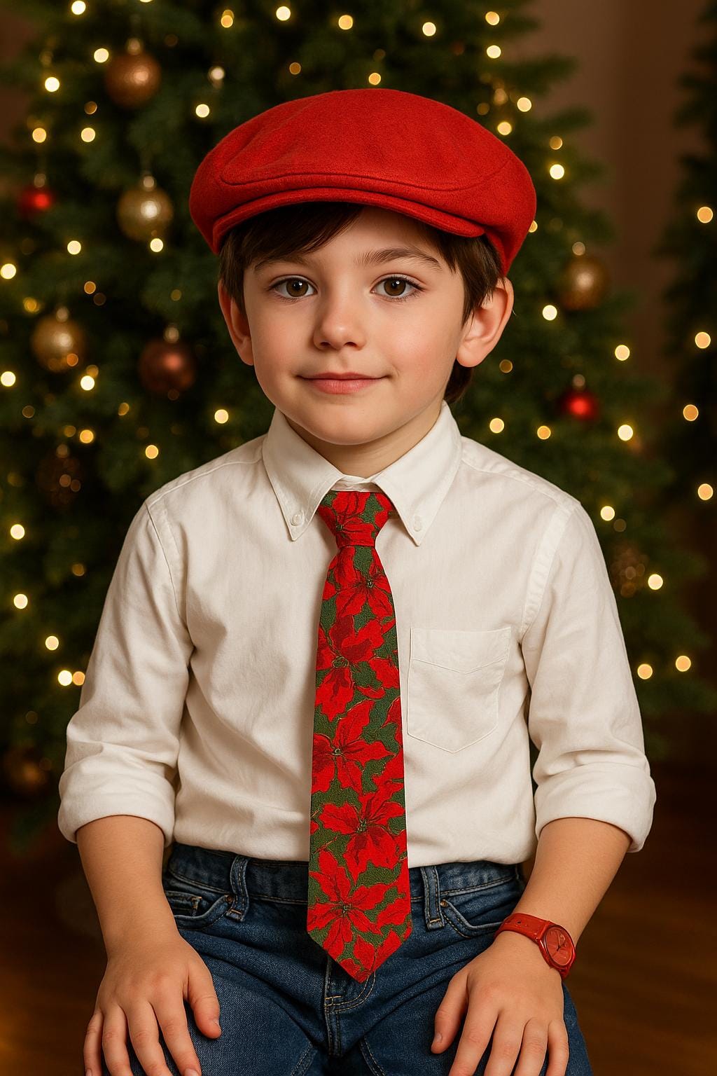 HOLLY Tie Red Neckties Holly Men's baby skinny tie Christmas Green holly  Red Ties Berries necktie Special Order Christmas necktie