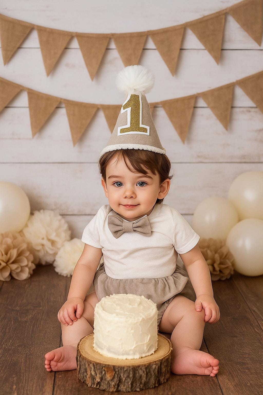 On Safari Baby Boy Cake Smash Outfit Bloomer Diaper Cover, Suspenders and Bow Tie Set