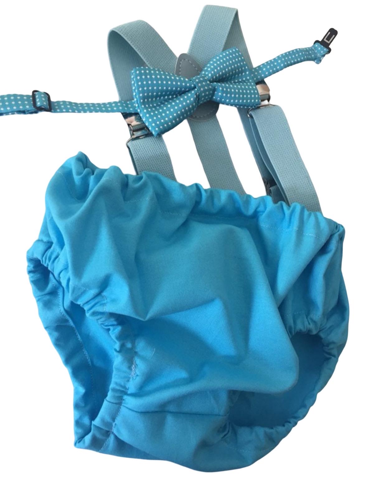 Cake Smash Boy Outfit, Blue Diaper Cover, Bow tie and Suspender, 1st Birthday Boy, Bowtie baby outfit, Bowtie birthday outfit