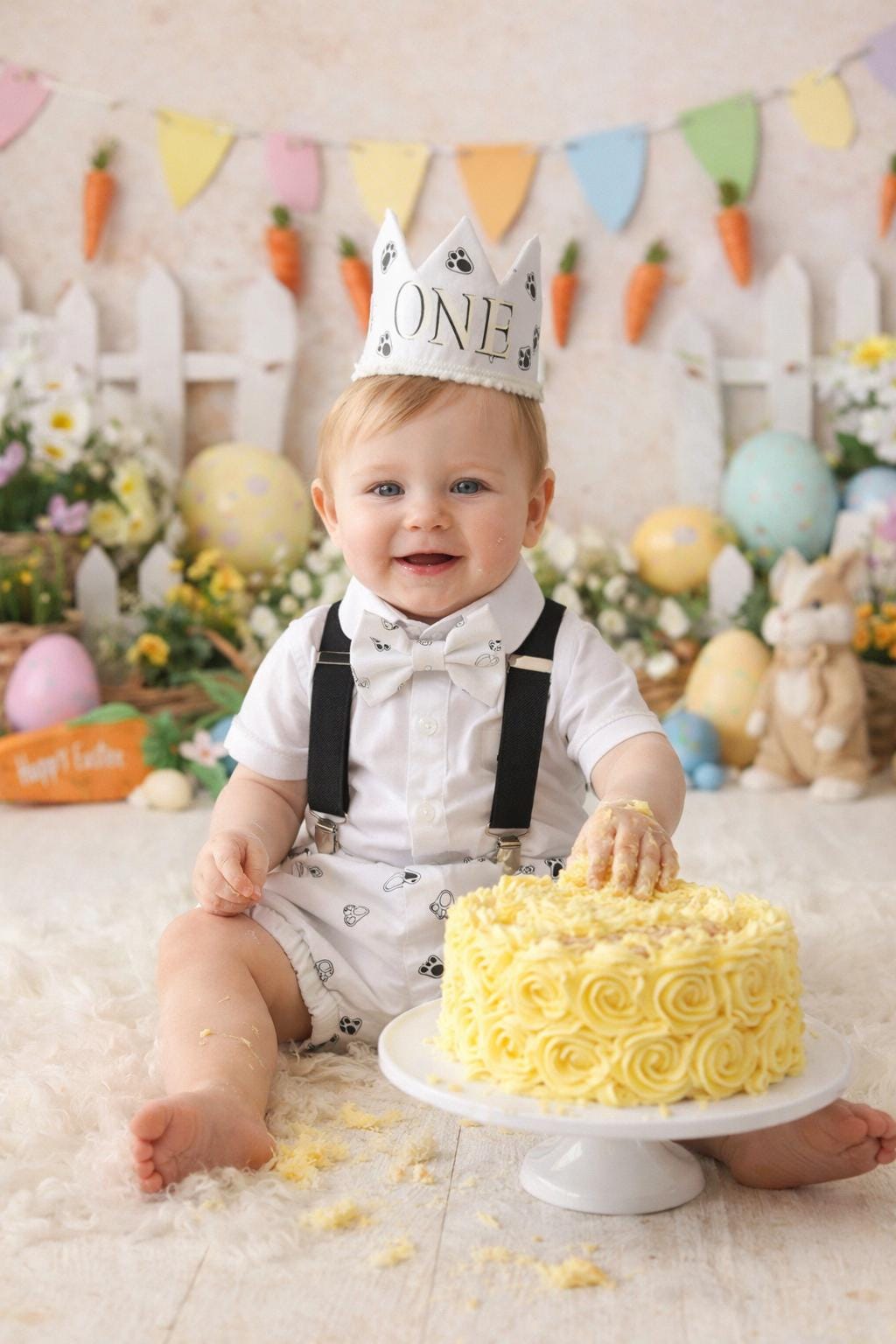 Easter Cake Smash Outfit - boy cake smash outfit- bunny cake smash outfit- Easter bloomers - some bunny is one - Easter boy outfit - first