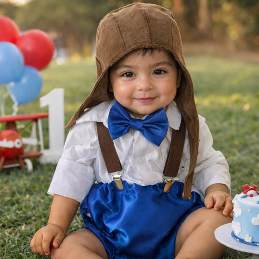 Aviator pilot sitter set - baby boy photo prop - baby clothes - vintage style - pilot cap - cake smash outfit - navy