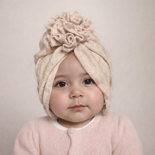 4 COLOURS Baby turban, rose turban, warm tone bows, boho, toddler hair cover, girl hair hat, turban hat, cable knit, newborn hat