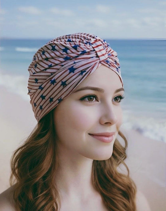 American flag swim hat patriotic turban swim cap labor day america turban USA turban americana USA swim turban women