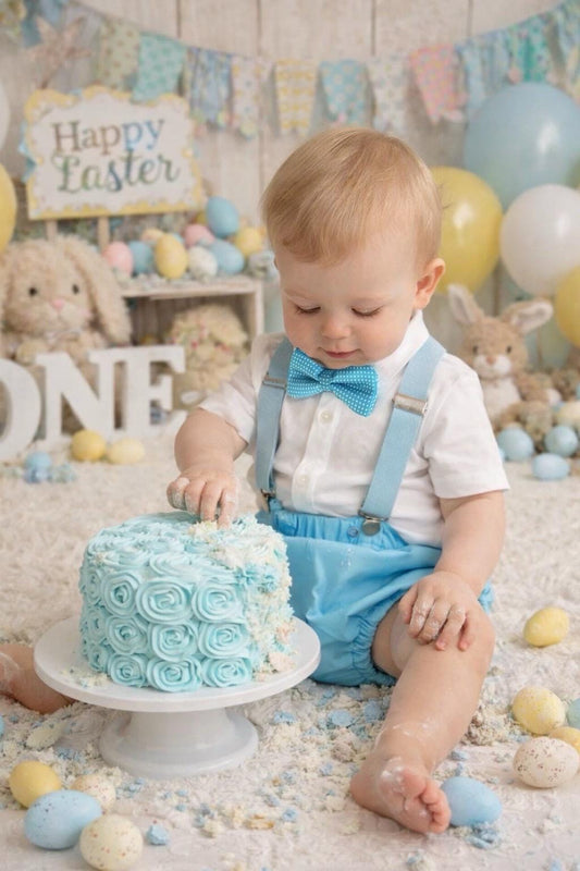 Cake Smash Boy Outfit, Blue Diaper Cover, Bow tie and Suspender, 1st Birthday Boy, Bowtie baby outfit, Bowtie birthday outfit