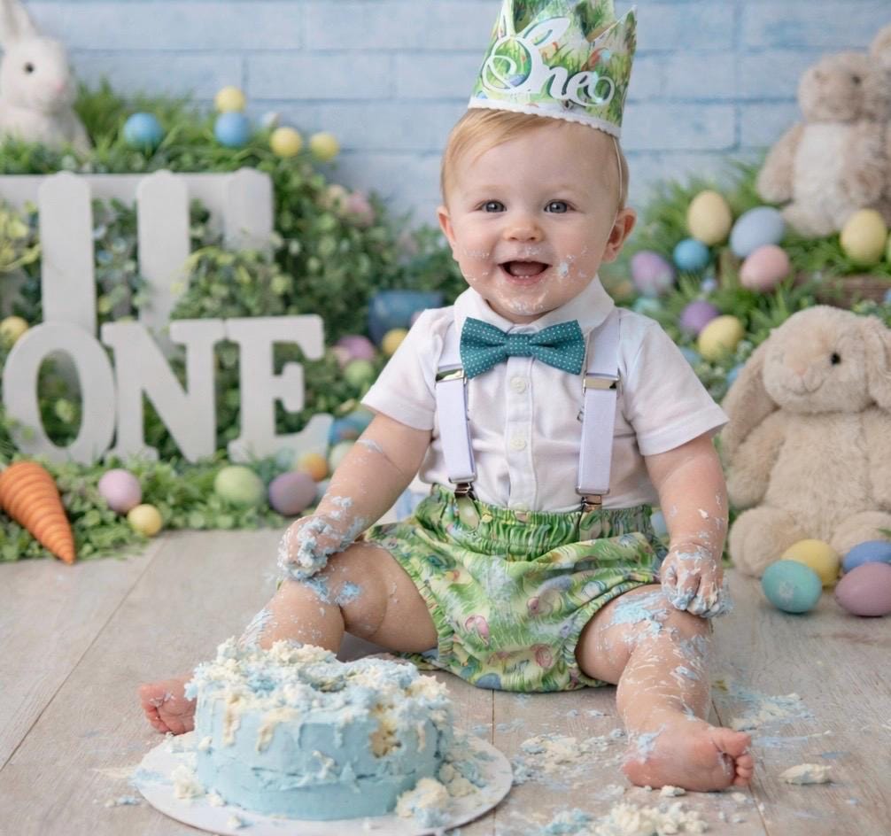 Easter Cake Smash Outfit - boy cake smash outfit- bunny cake smash outfit- Easter bloomers - some bunny is one - Easter boy outfit - first