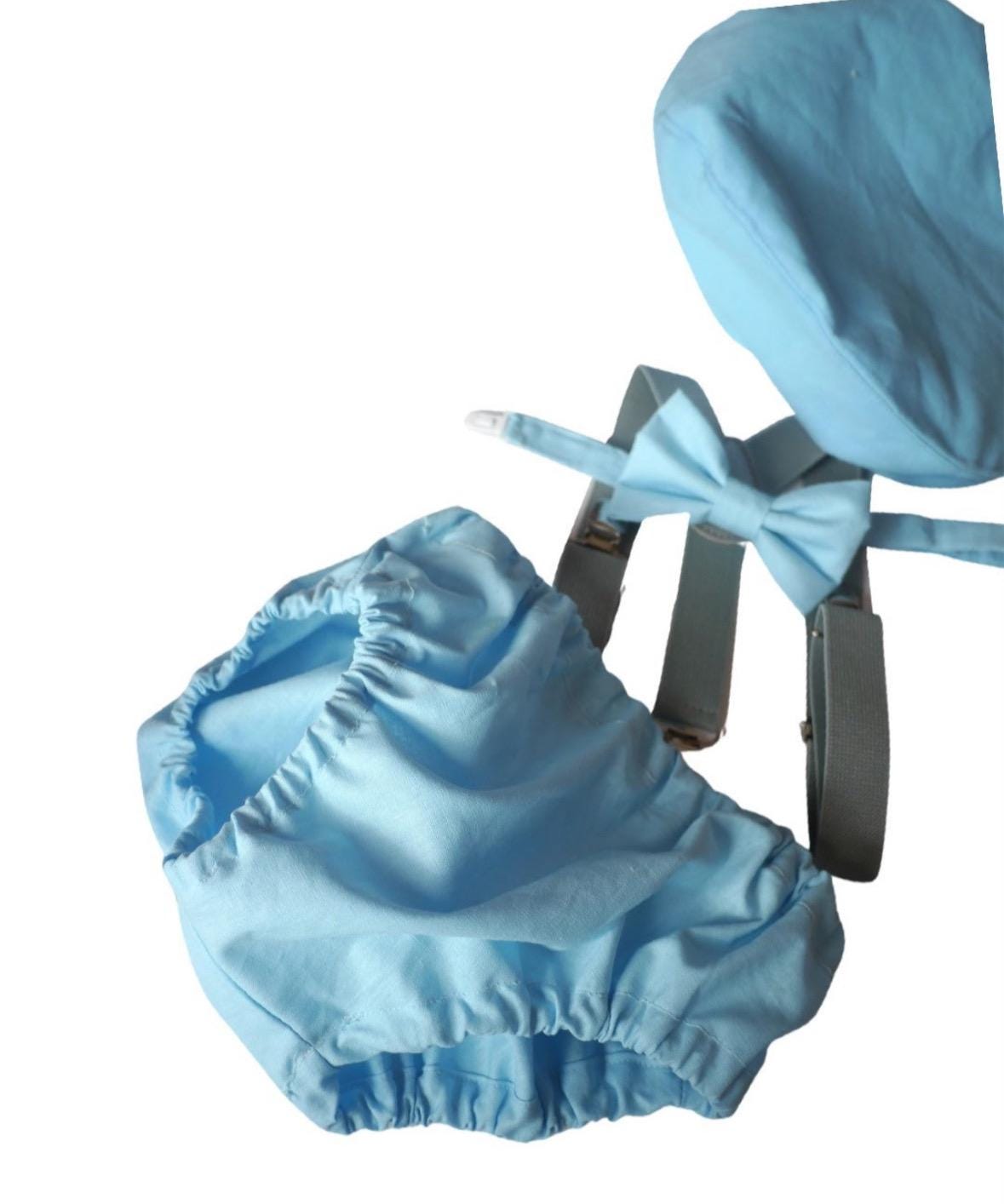 Adorable Boys Cake Smash Outfit - Blue Cotton Set with Shorts, Bow, Braces, and Party Hat. Perfect 1st Birthday Attire! Shop now. #BabyBoy