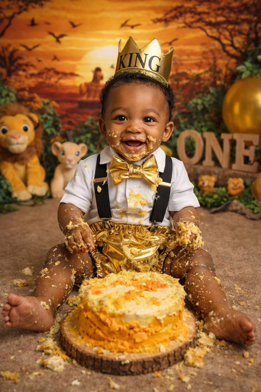 King of the wild things outfit, wild one cake smash outfit, boys party crown, one year boy outfit, black gold boy birthday outfit, boy tie