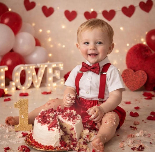 1st Birthday boy cake smash bow tie suspenders outfit 12 mo Red White LOVE Valentine day Bow, bloomers, shorts,diaper cover