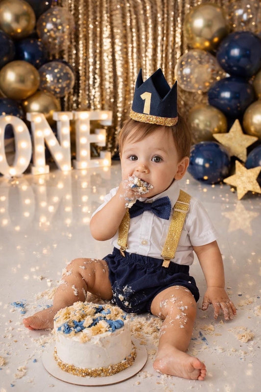 Cake Smash Boy First Birthday super soft navy cotton Diaper Cover,navy Suspenders, navy bow tie, Birthday Photoshoot
