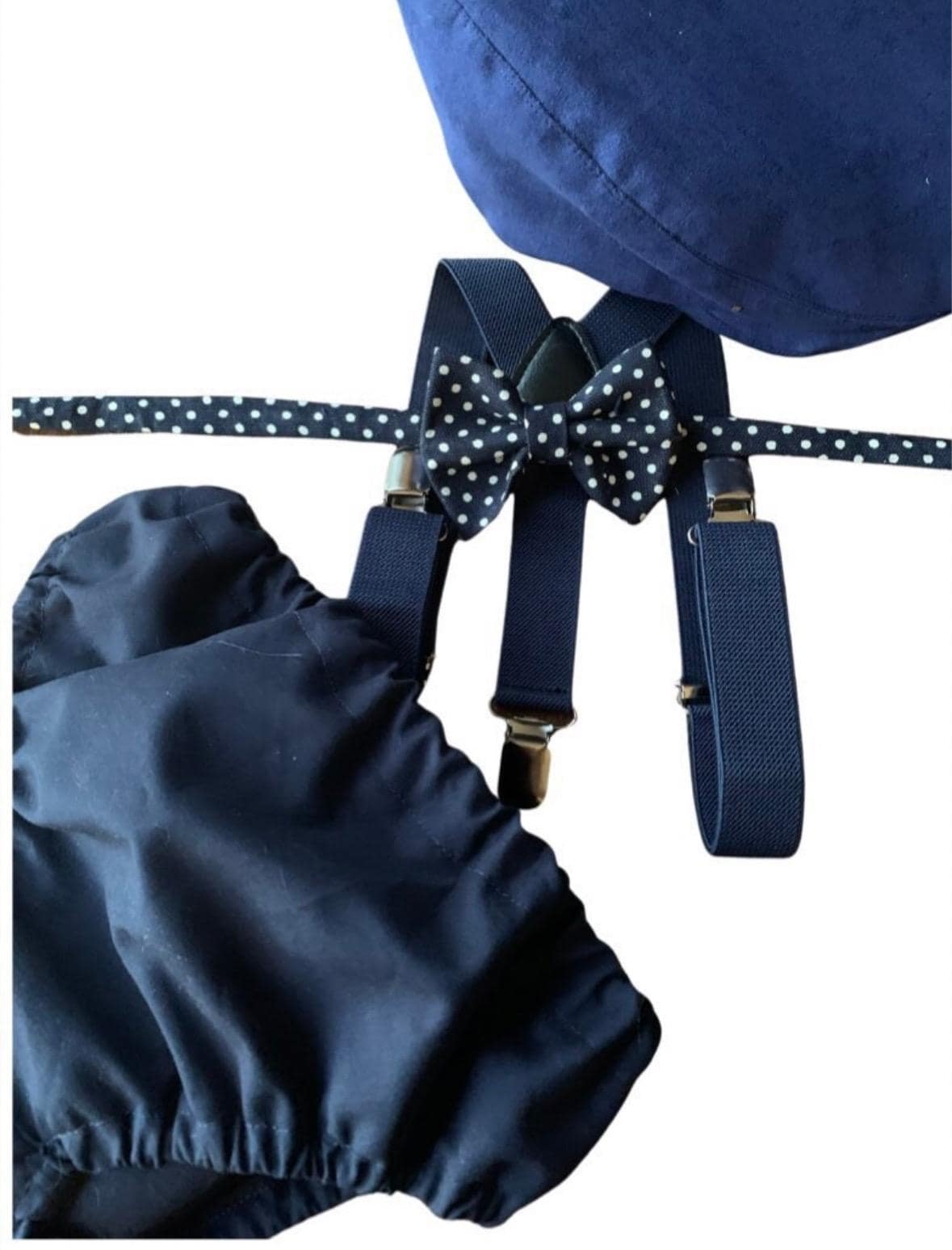 Navy Smash Cake Outfit Boy First Birthday super soft navy cotton Diaper Cover, navy Suspenders and navy bow tie 1st Birthday Photoshoot