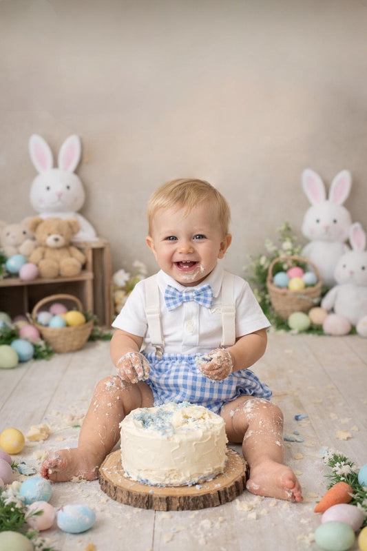 Blue plaid cake smash outfit, Blue Plaid First Birthday Outfit, blue Cake Smash set, First Birthday Boy bloomers and bow tie in plaid