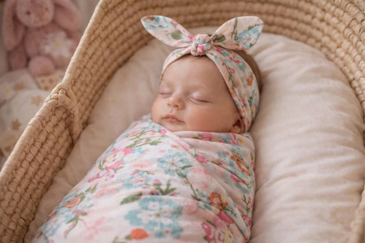 Baby swaddle blanket headband, floral swaddle,Newborn Swaddle blanket, girls swaddle set , baby shower gift, photography prop