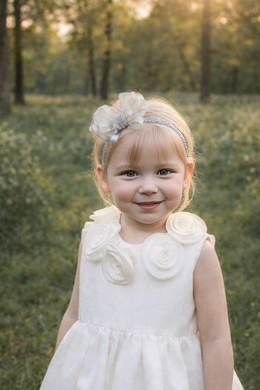 Silver Christmas baby bow, Small Hair bow for girls, Silver Headband, Silver Hair Bows,baby Christmas bow, Silver hair clip, Baby girls gift