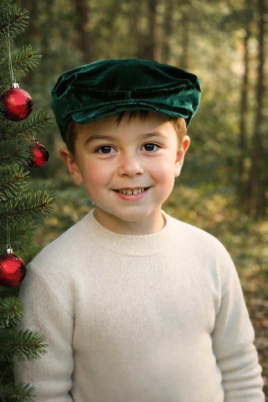 Velvet Flat Cap, green velvet Hat, Christmas hat Hat, Christmas Flat Cap Hat Gift, mens hat, Christmas velvet hat, father and son, Christmas