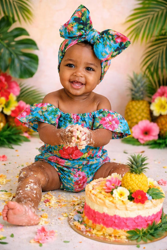Tropical baby romper, baby girl tropical outfit, hawaiian baby clothes, baby girl summer gift