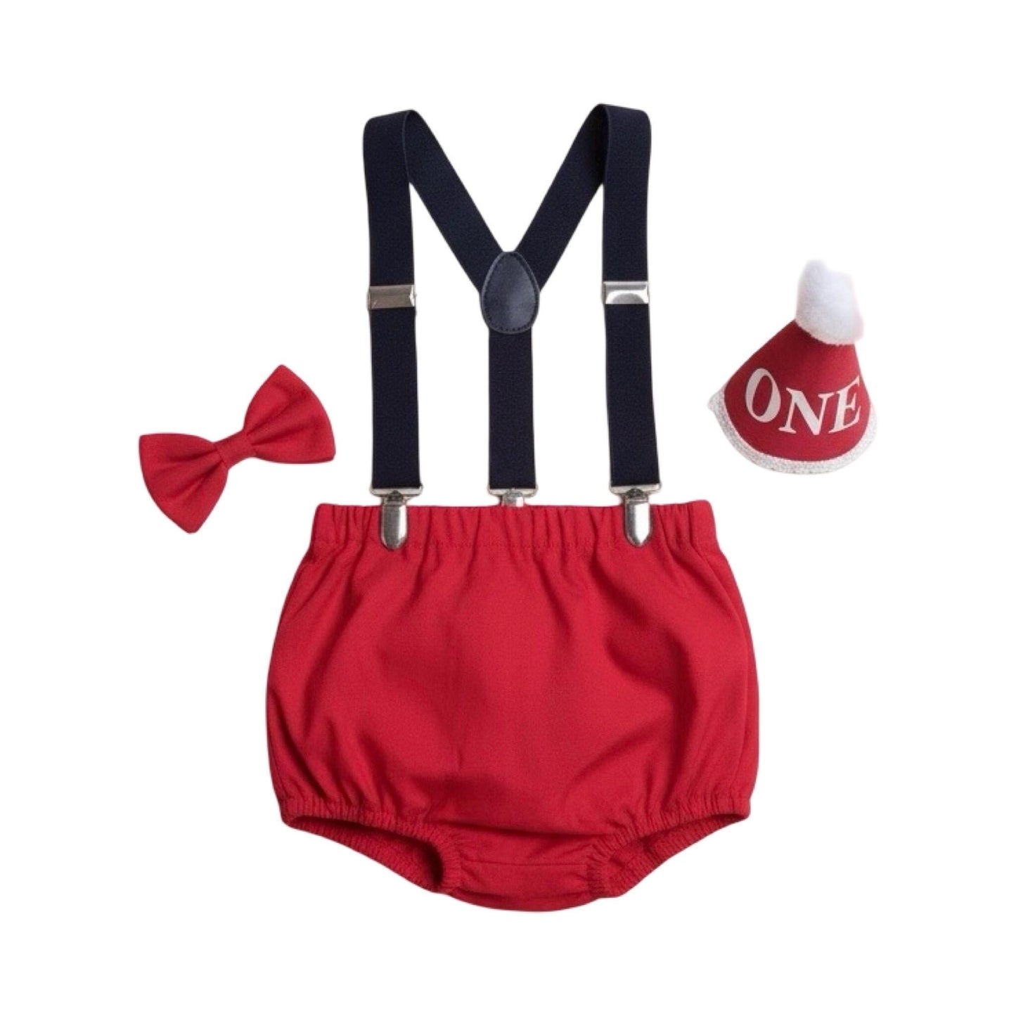 red cake smash outfit boy, Mini party hat cake smash, red bow tie, smash cake outfit boy, red diaper cover, red baby bow tie, red suspenders