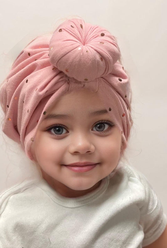 Pink Sparkle knot Turban Hat for all ages