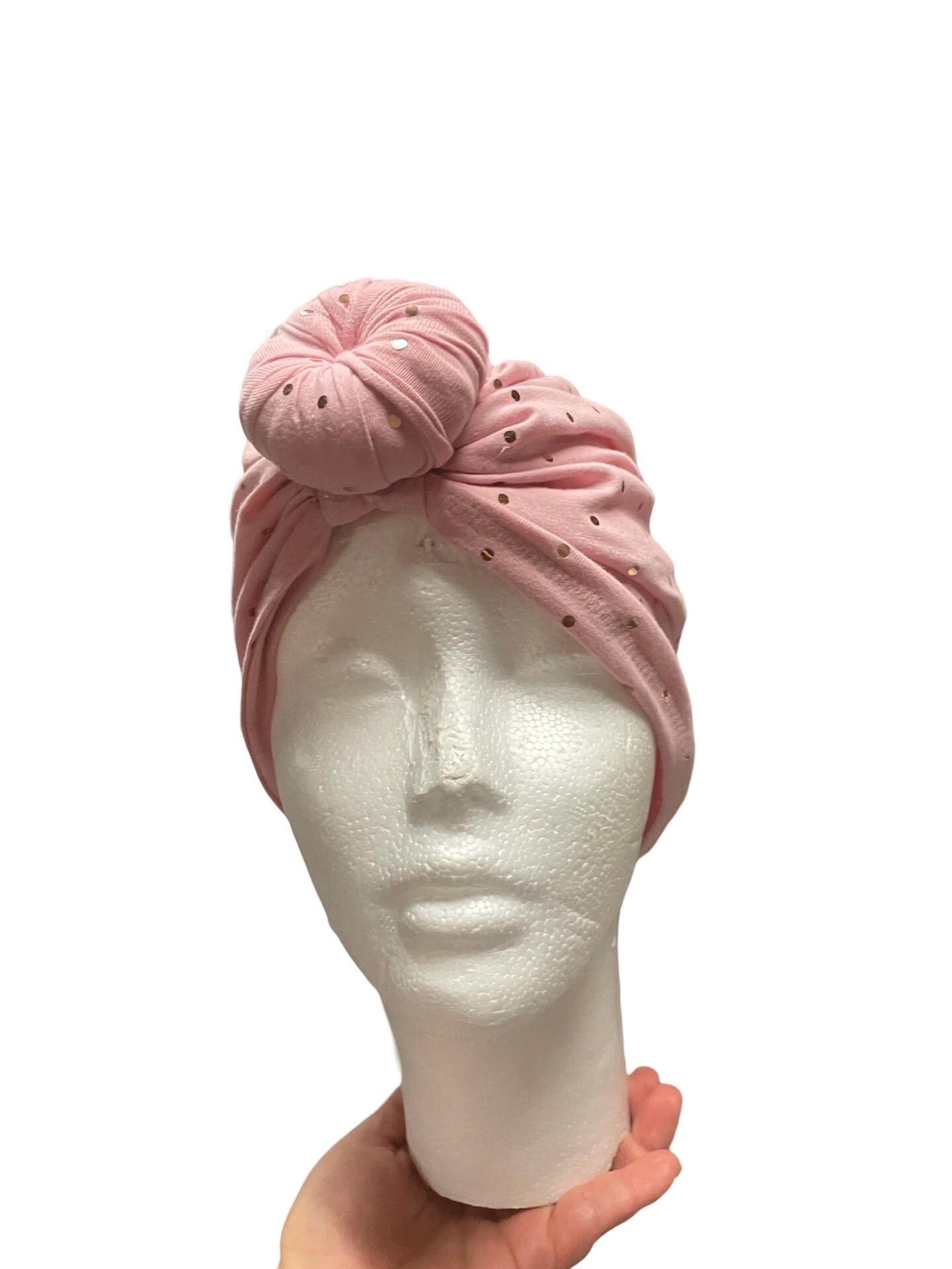 Pink Sparkle knot Turban Hat for all ages