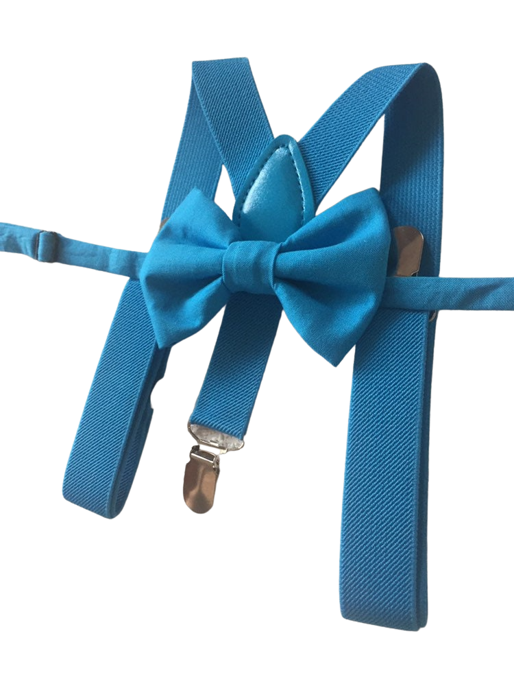 Blue Bow Tie and blue Suspenders, Quality boys, Toddler Suspenders, Boys, Kids, Ring Bearer Gift, Boy Blue, Vibrant blue Braces,