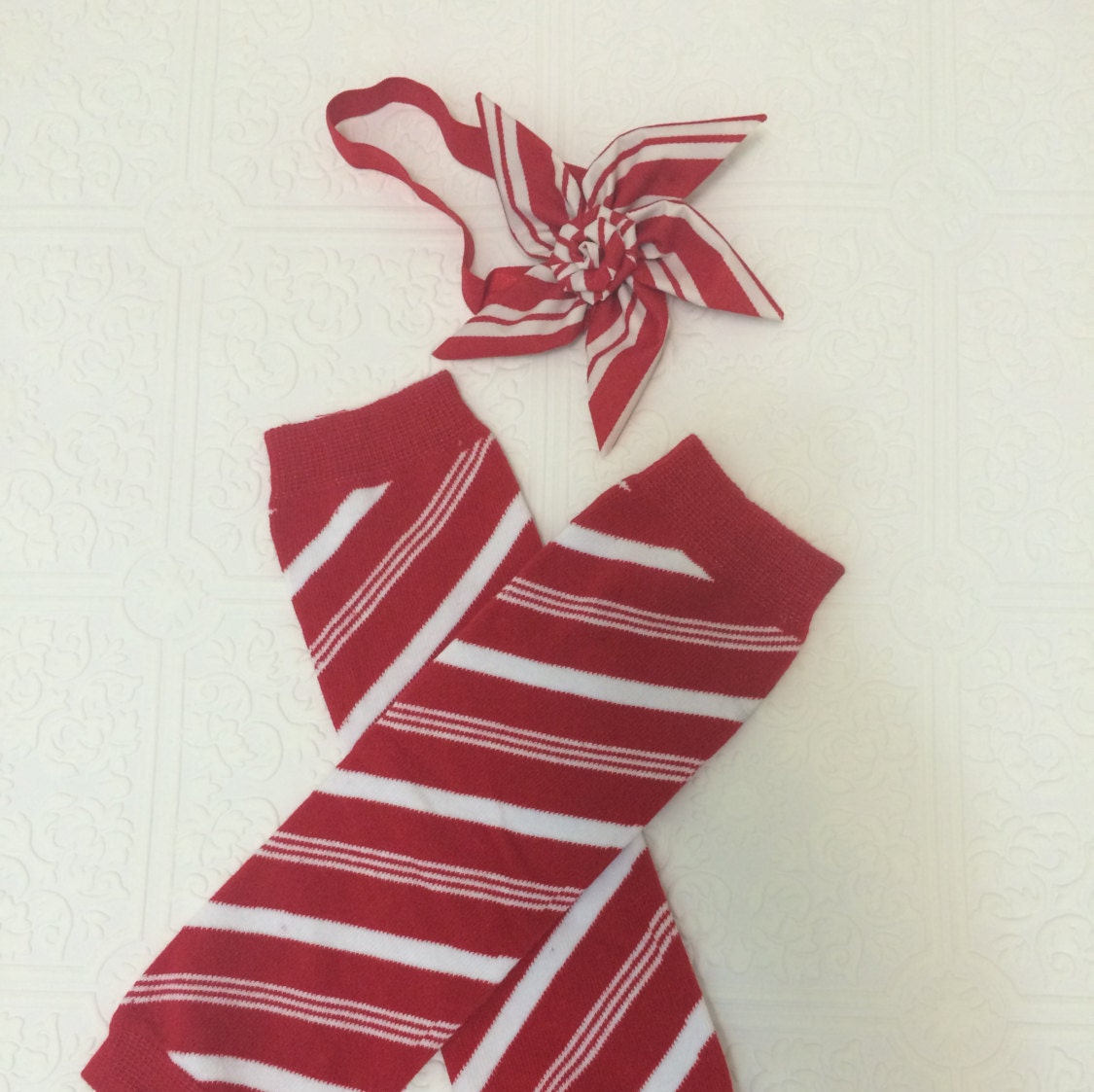 Candy cane baby,candy cane headband, red swirl baby headband, red and white headband set, candy cane leg warmers, Christmas leg warmers