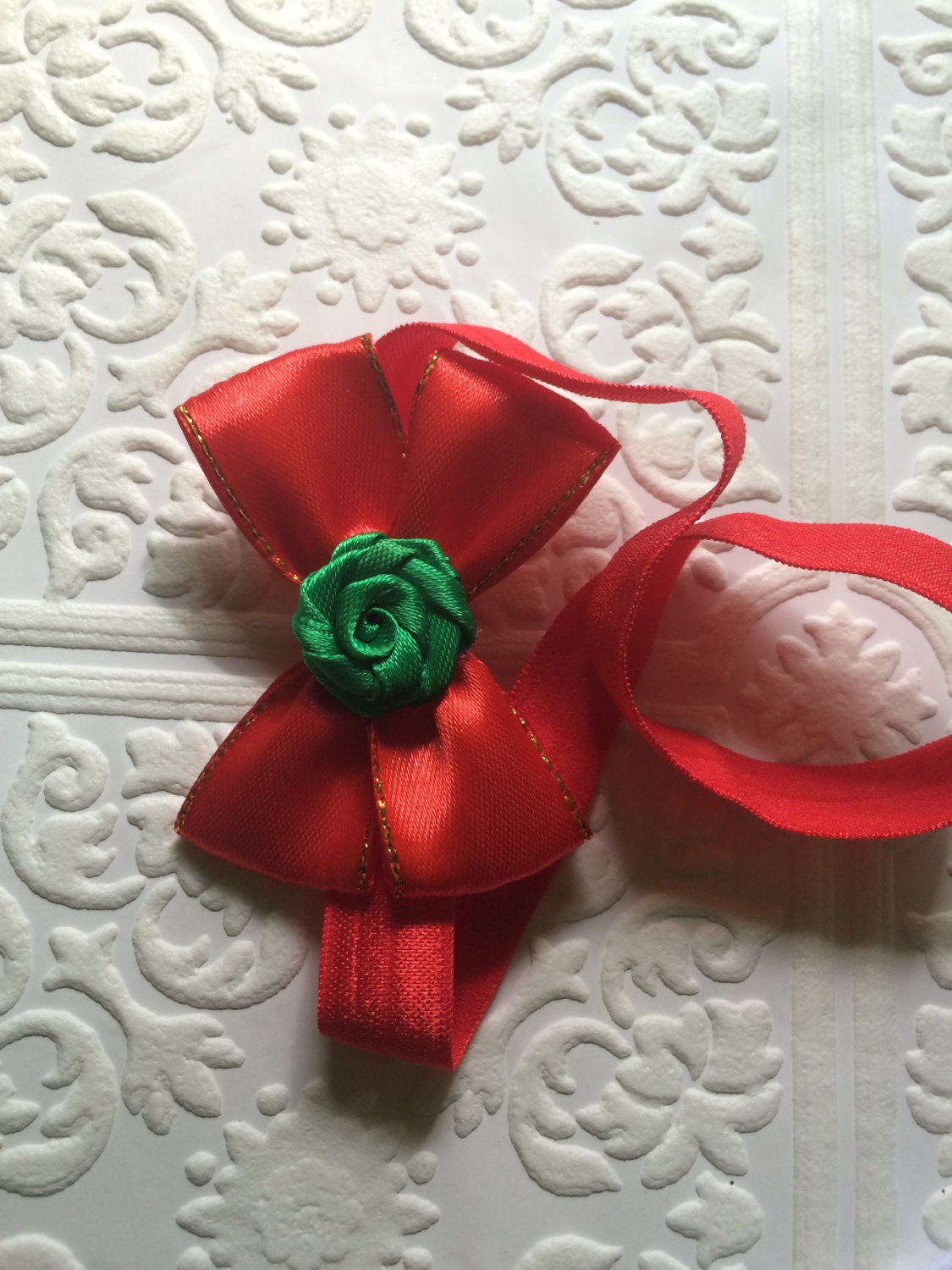 Red Christmas Bow - Christmas Headband - Fabric Baby Bow - Baby Headband - Toddler Girl Hair Clips