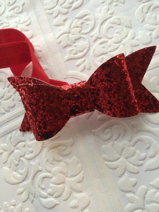 Red bow headband, baby bow headband, sparkling bow headband, red headband, red baby headband, baby bow headband, Christmas headband