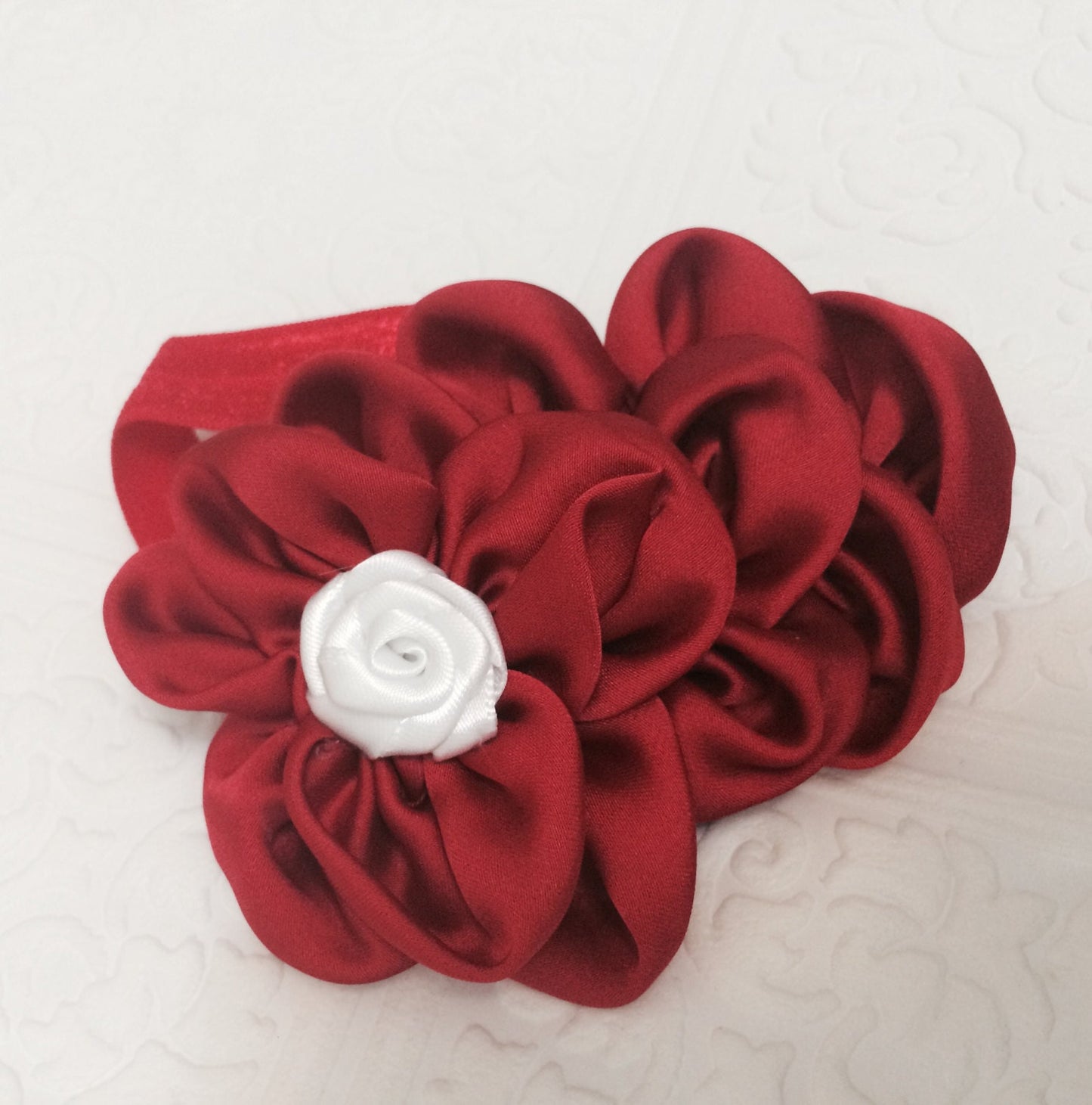 Red Christmas baby headband, rustic Christmas baby headband, red and white baby headband, baby headband, Christmas baby headband, rose