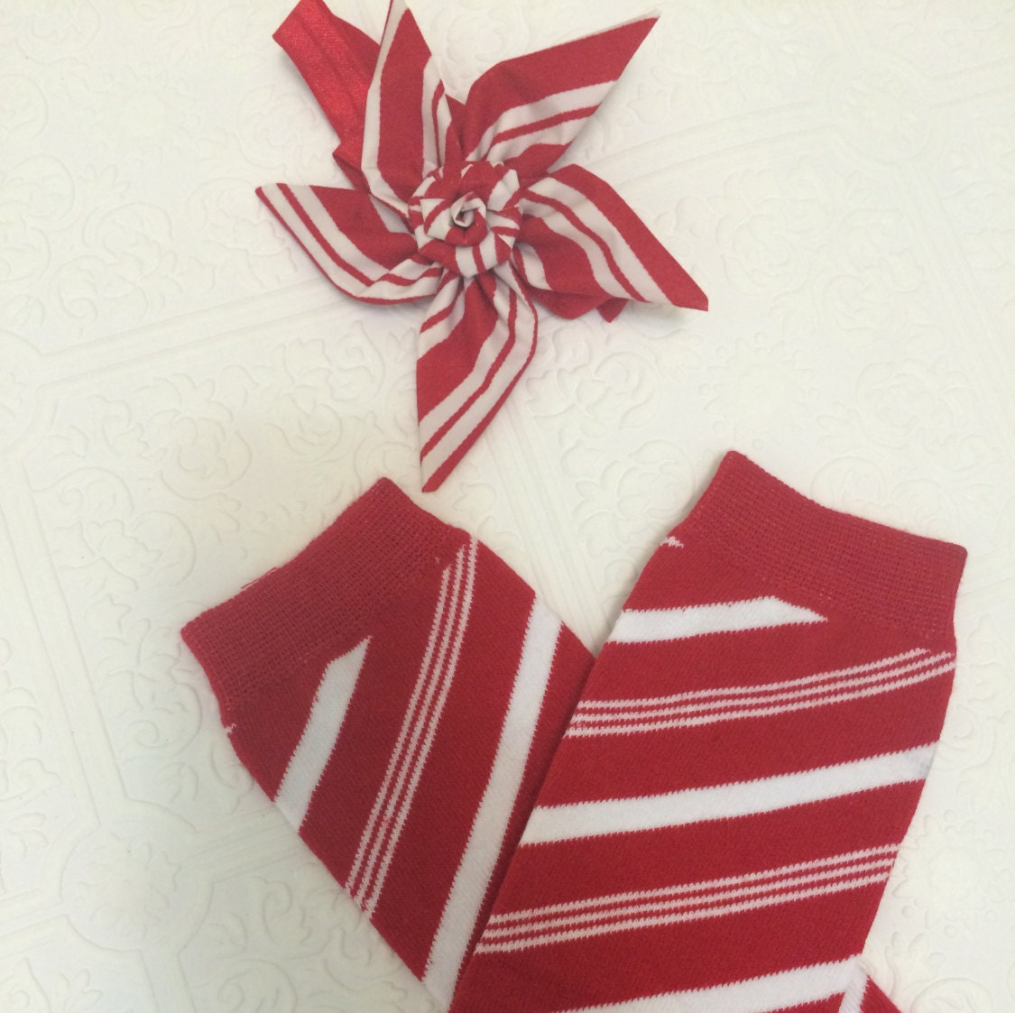 Candy cane baby,candy cane headband, red swirl baby headband, red and white headband set, candy cane leg warmers, Christmas leg warmers
