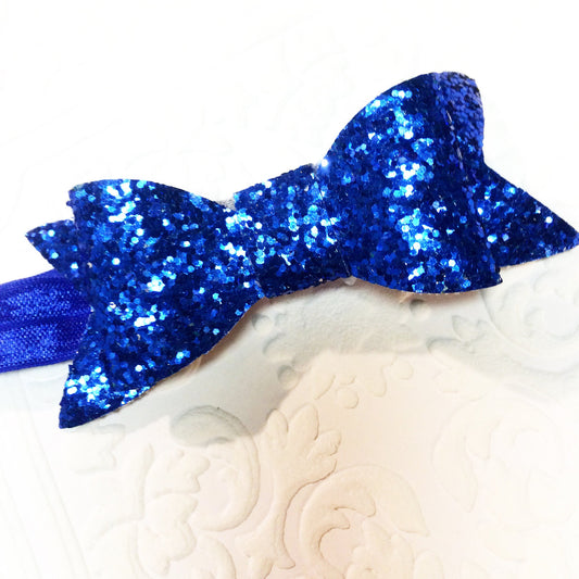 Blue bow headband, baby bow headband, sparkling bow headband, blue headband, blue baby headband, baby bow headband, Christmas headband