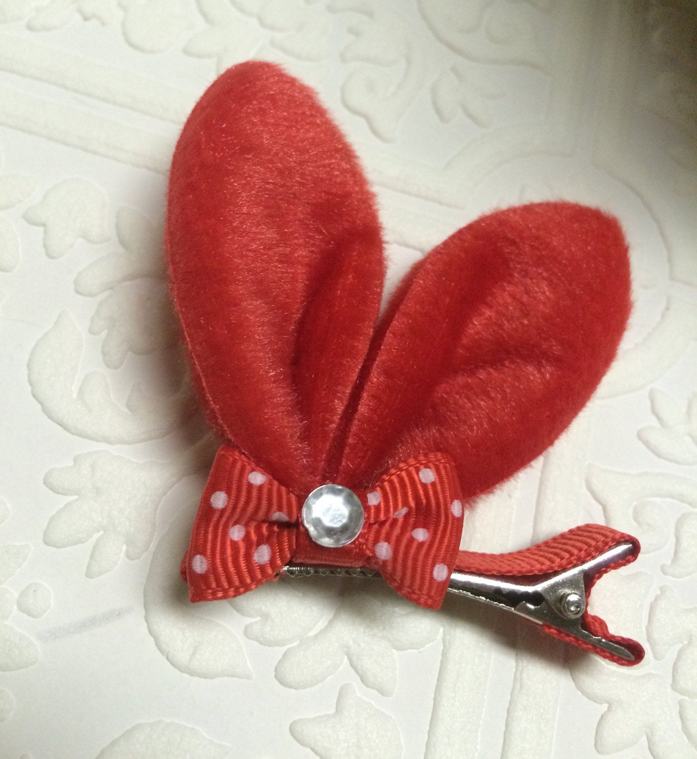 bunny headband, tiny bunny ears, tiny bunny headband, bunny baby headband, red bunny ears, red bunny ear clip, bunny ears