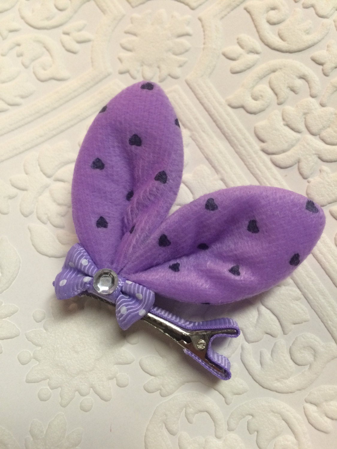 bunny headband, tiny bunny ears, tiny bunny headband, bunny baby headband, purple bunny ears, purple bunny ear clip, bunny ears