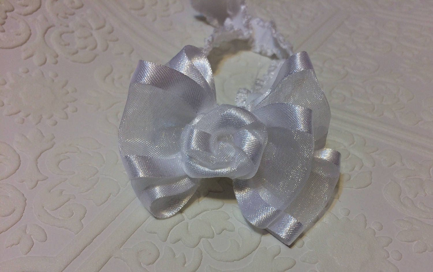 baby bow headband, white baby headband,  communion baby headband,  wedding baby headband,  baptism baby headband,  baby headband, infant