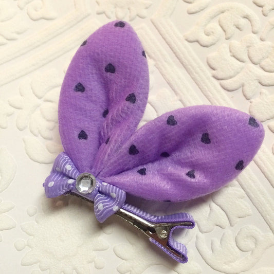 bunny headband, tiny bunny ears, tiny bunny headband, bunny baby headband, purple bunny ears, purple bunny ear clip, bunny ears