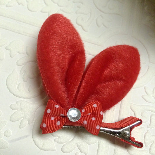 bunny headband, tiny bunny ears, tiny bunny headband, bunny baby headband, red bunny ears, red bunny ear clip, bunny ears