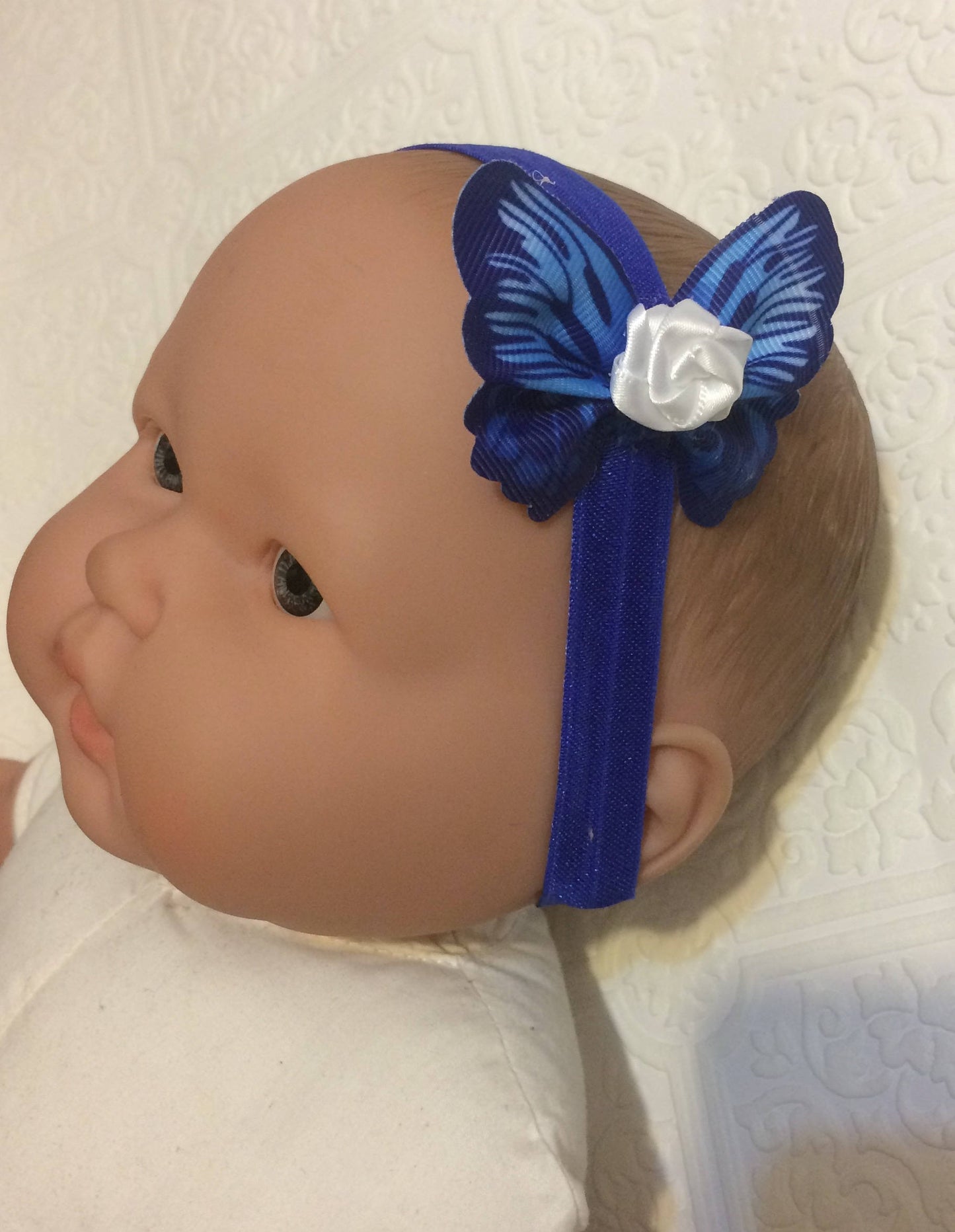 butterfly, butterfly headband, baby headband, baby butterfly headband, blue butterfly headband, photography prop, baby prop, rose headband