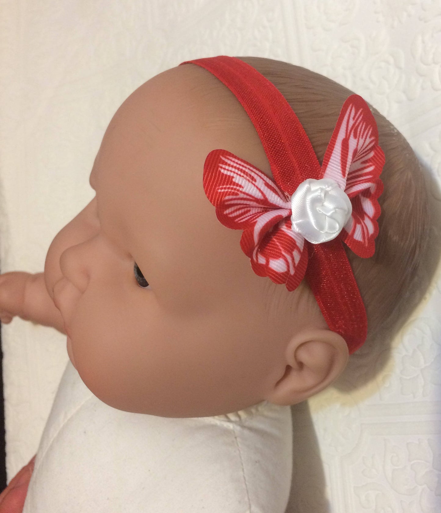 butterfly, butterfly headband, baby headband, baby butterfly headband, red butterfly headband, photography prop, baby prop, rose headband