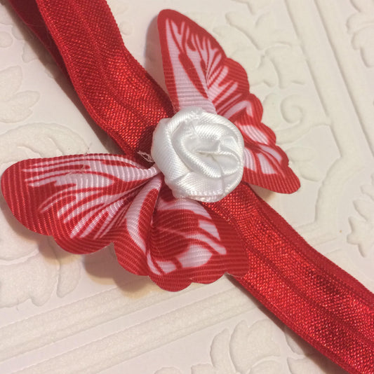 butterfly, butterfly headband, baby headband, baby butterfly headband, red butterfly headband, photography prop, baby prop, rose headband