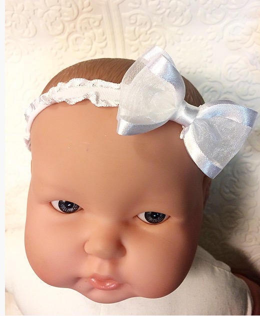 baby bow headband, wohite baby headband,  communion baby headband,  wedding baby headband,  baptism baby headband,  baby headband, infant