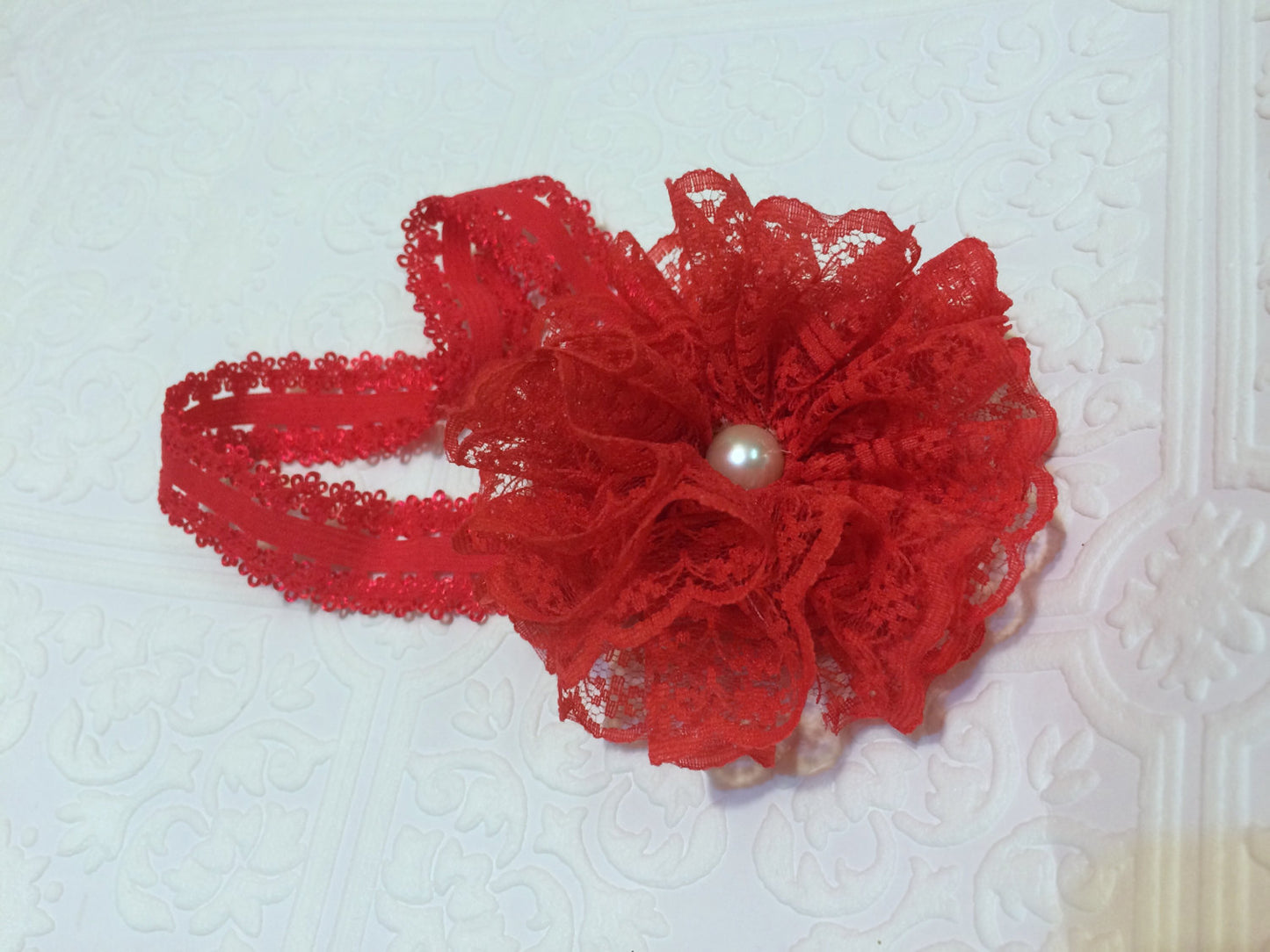 Red baby headband, Mother's Day baby headband, red headband, Canada day baby headband, red lace headband, lace headband,Valentine's baby