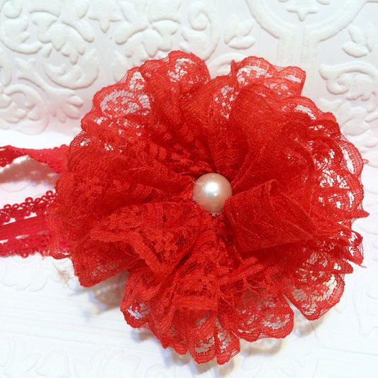 Red baby headband, Mother's Day baby headband, red headband, Canada day baby headband, red lace headband, lace headband,Valentine's baby