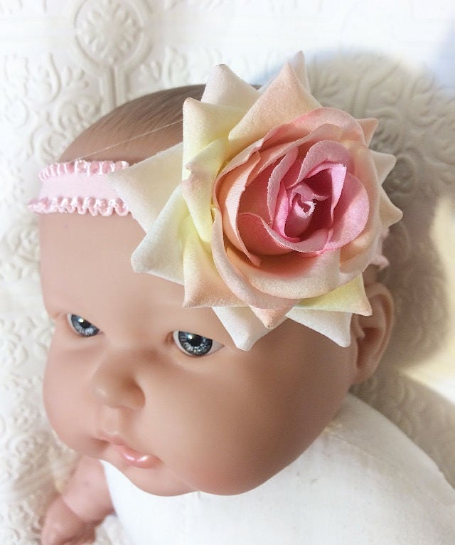 Rose headband, rose baby headband, baby headband, pink rose headband, newborn headband, pink baby headband, birthday headband, wedding rose