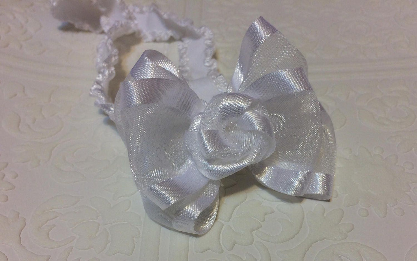 baby bow headband, white baby headband,  communion baby headband,  wedding baby headband,  baptism baby headband,  baby headband, infant