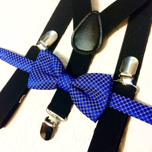 Baby suspenders, black baby suspenders, baby bow tie, suspenders, black suspenders set, rustic bow tie, Blue boy set, black and blue baby